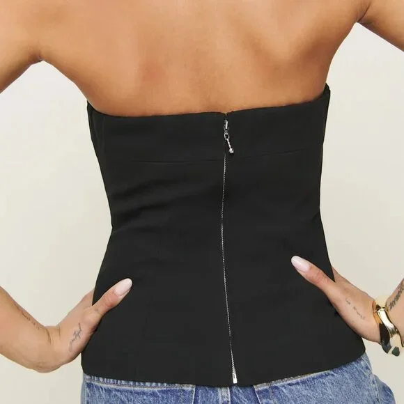 Reformation Aradia Top Black - Size 2 - Picture 3 of 3